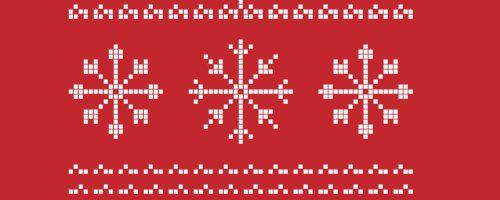 Pixel Christmas Excerpt - Red and White 8-bit Snowflakes