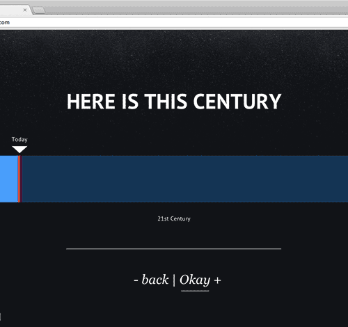 Here is Today - interactive time scale of Earth, browser screenshot