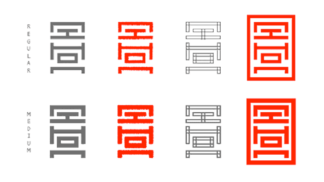 Nihon Typeface by Malwin Béla Hürkey, japonisme, opentype ligatures, ornamental font, super family