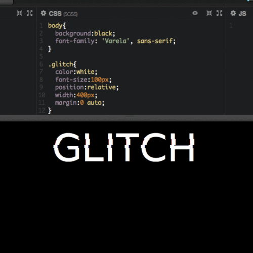 This Weeks Tabs Featured Image - Codepen Screenshot of Glitch CSS effect, animated gif