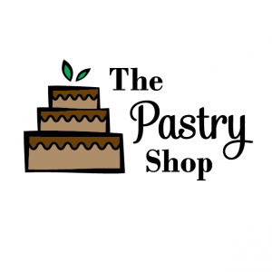 Chocolate Cake Variation Logo for The Pastry Shop - Mobile, Alabama - cake with wavy icing, leaf accents, bakery, logo design