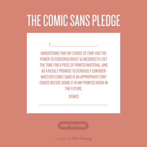 Comic Sans Criminal Pledge, choose the right type